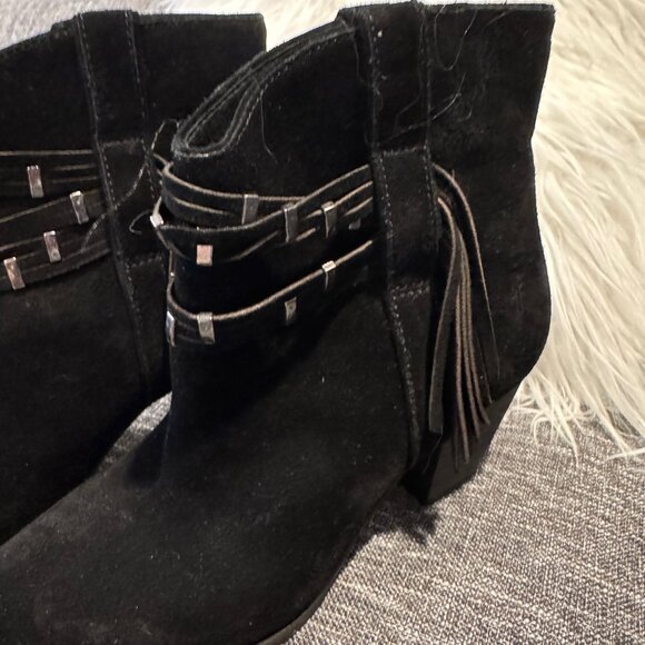 Frye Fringe Suede Booties – Women’s Size 9.5M – Black – Boho Style Boots Fringe - Picture 9 of 10